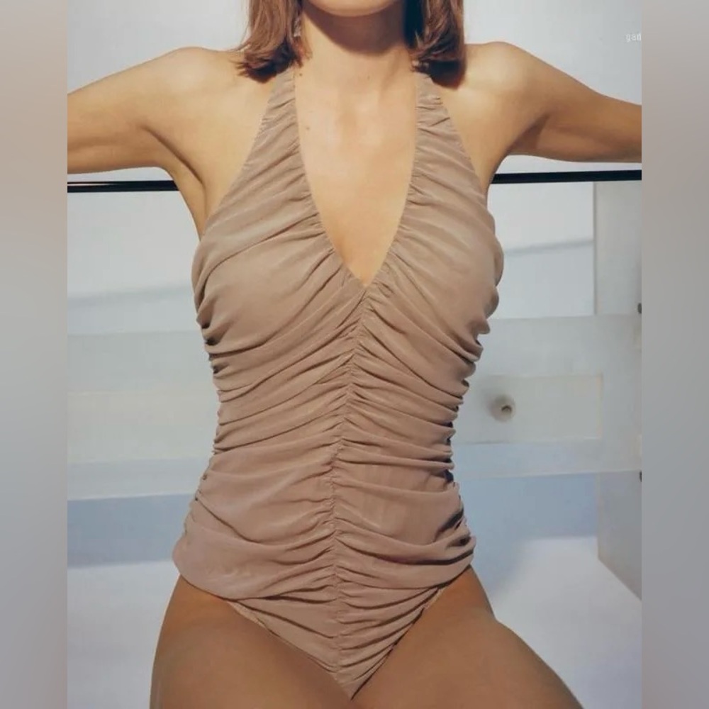 Ruched nude  bodysuit